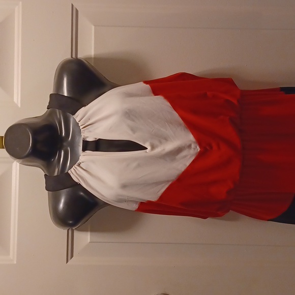 London Times Cream, Red And Black Elegant Maxi Dress, Size 6 - Picture 1 of 8
